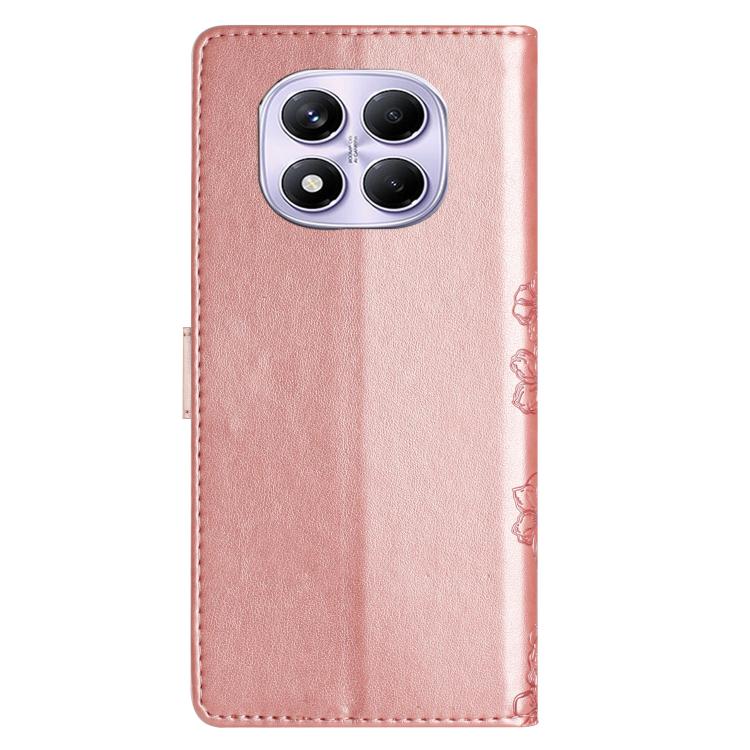 For Redmi Note 14 Pro 4G Cherry Blossom Butterfly Skin Feel Embossed PU Phone Case