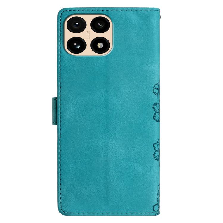 For Redmi 15T 5G Cherry Blossom Butterfly Skin Feel Embossed PU Phone Case