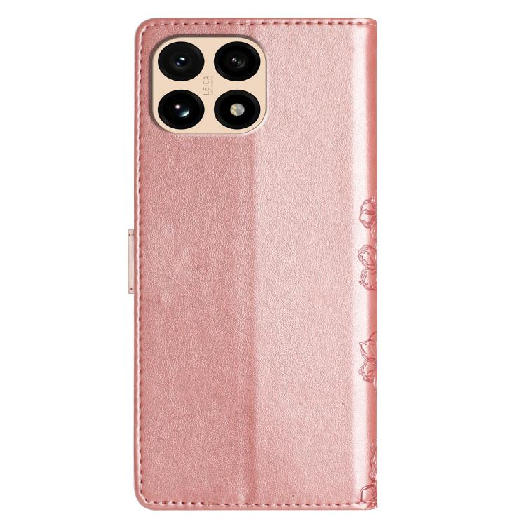 For Redmi 15T 5G Cherry Blossom Butterfly Skin Feel Embossed PU Phone Case