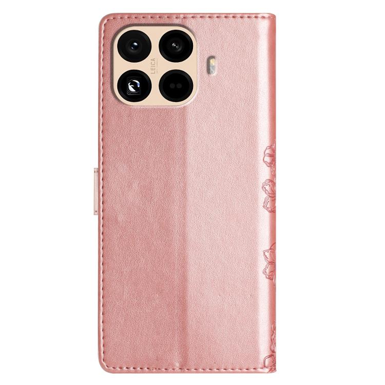 For Redmi 15T Pro 5G Cherry Blossom Butterfly Skin Feel Embossed PU Phone Case