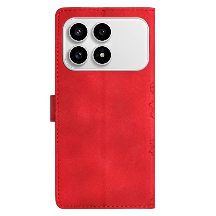 For Redmi K90/Poco F8 Pro Cherry Blossom Butterfly Skin Feel Embossed PU Phone Case