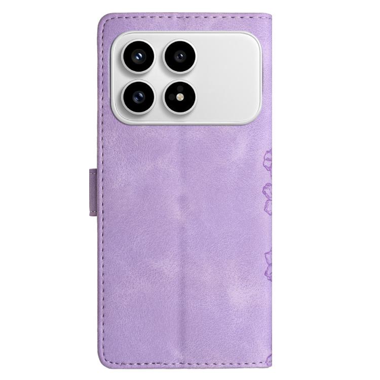 For Redmi K90/Poco F8 Pro Cherry Blossom Butterfly Skin Feel Embossed PU Phone Case