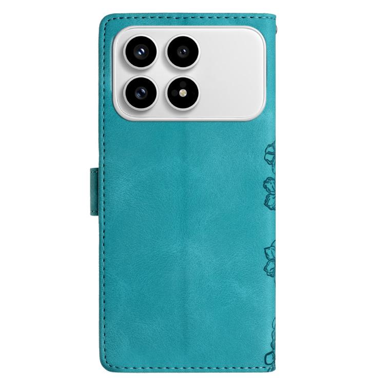 For Redmi K90/Poco F8 Pro Cherry Blossom Butterfly Skin Feel Embossed PU Phone Case