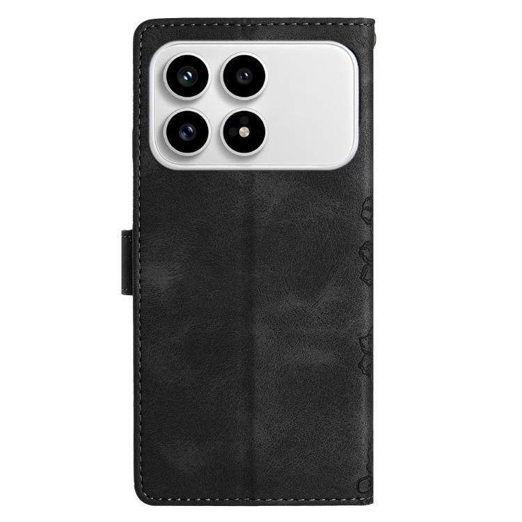 For Redmi K90/Poco F8 Pro Cherry Blossom Butterfly Skin Feel Embossed PU Phone Case