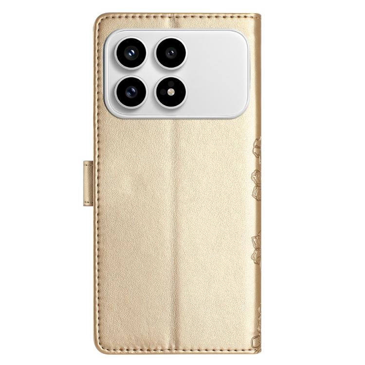 For Redmi K90/Poco F8 Pro Cherry Blossom Butterfly Skin Feel Embossed PU Phone Case