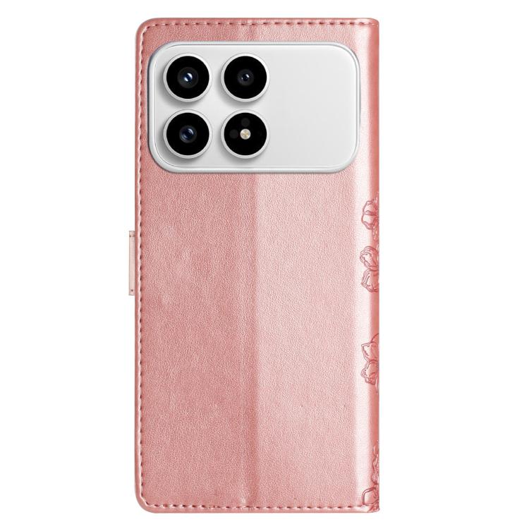 For Redmi K90/Poco F8 Pro Cherry Blossom Butterfly Skin Feel Embossed PU Phone Case