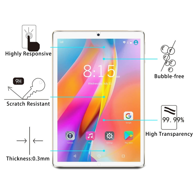 For POWMUS 10.1 inch Tablet M820 9H 0.3mm Explosion-proof Tempered Glass Film