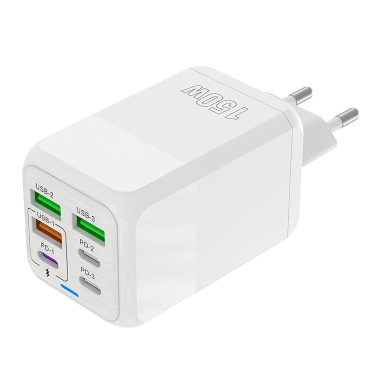 150W 3 x USB + 3 x USB-C / Type-C Multi-port Fast Charger, EU Plug