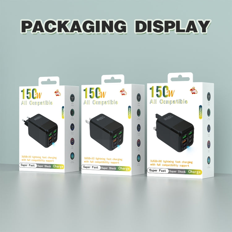 150W 3 x USB + 3 x USB-C / Type-C Multi-port Fast Charger, UK Plug