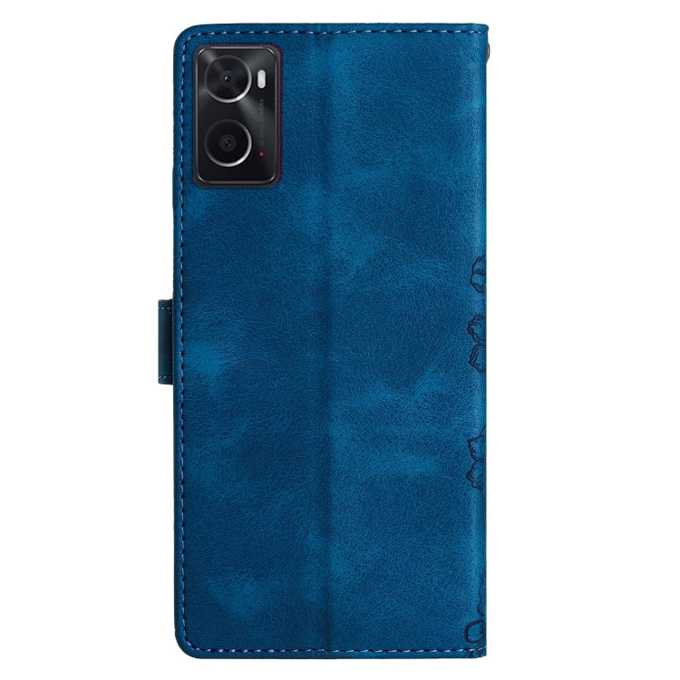 For OPPO A36 / A76 / A96 Cherry Blossom Butterfly Skin Feel Embossed PU Phone Case