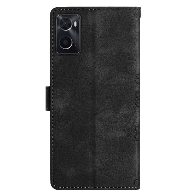For OPPO A36 / A76 / A96 Cherry Blossom Butterfly Skin Feel Embossed PU Phone Case