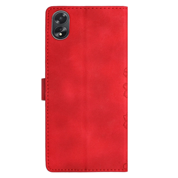 For OPPO A58 / A78 Cherry Blossom Butterfly Skin Feel Embossed PU Phone Case