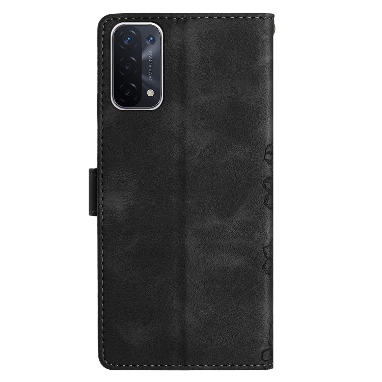 For OPPO A74 5G / A54 5G / A93 5G Cherry Blossom Butterfly Skin Feel Embossed PU Phone Case