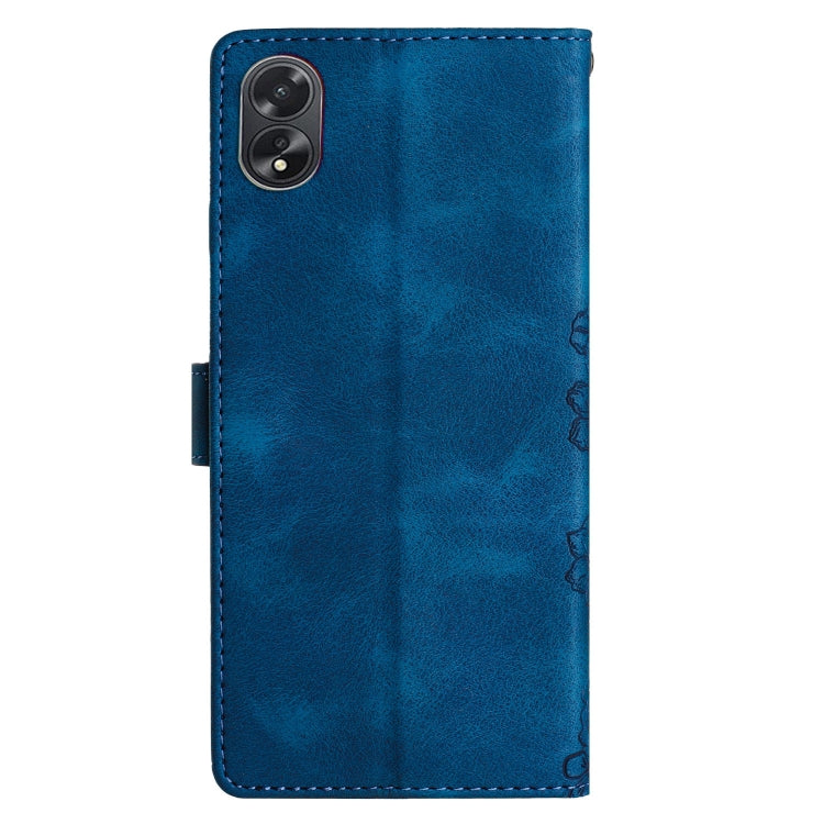 For OPPO A78 / A58 Cherry Blossom Butterfly Skin Feel Embossed PU Phone Case