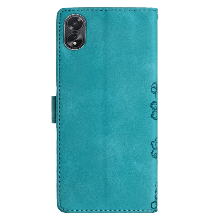 For OPPO A78 / A58 Cherry Blossom Butterfly Skin Feel Embossed PU Phone Case