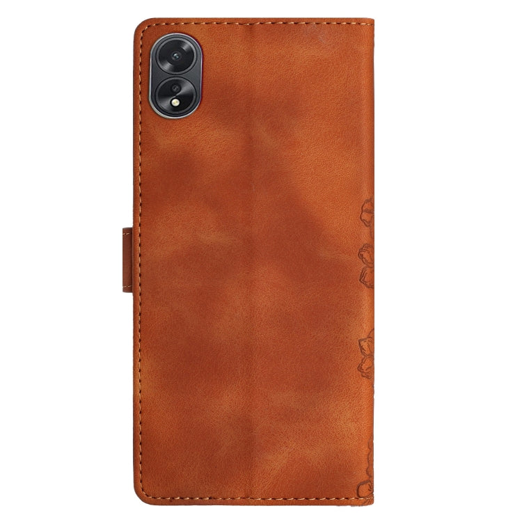 For OPPO A78 / A58 Cherry Blossom Butterfly Skin Feel Embossed PU Phone Case