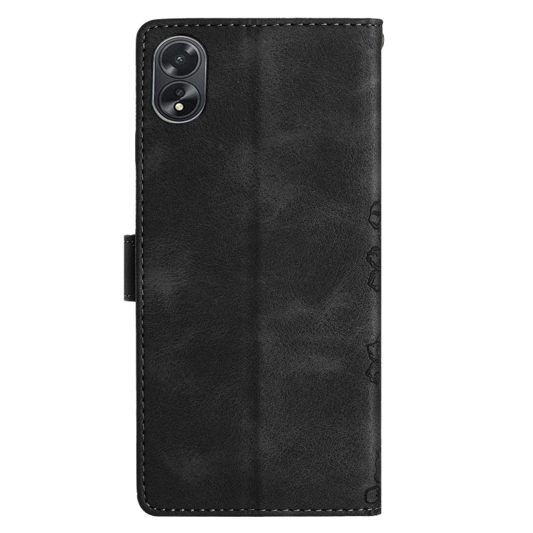 For OPPO A78 / A58 Cherry Blossom Butterfly Skin Feel Embossed PU Phone Case