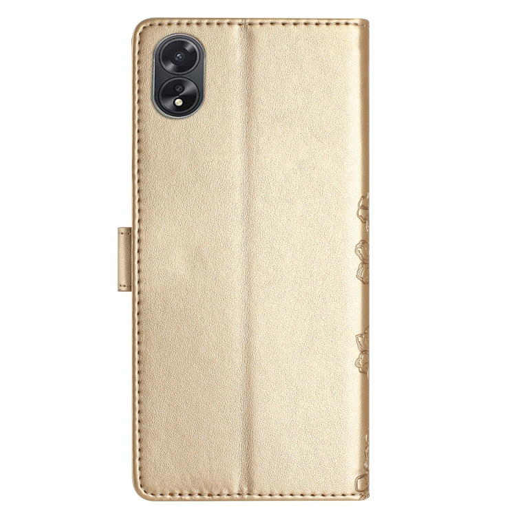 For OPPO A78 / A58 Cherry Blossom Butterfly Skin Feel Embossed PU Phone Case