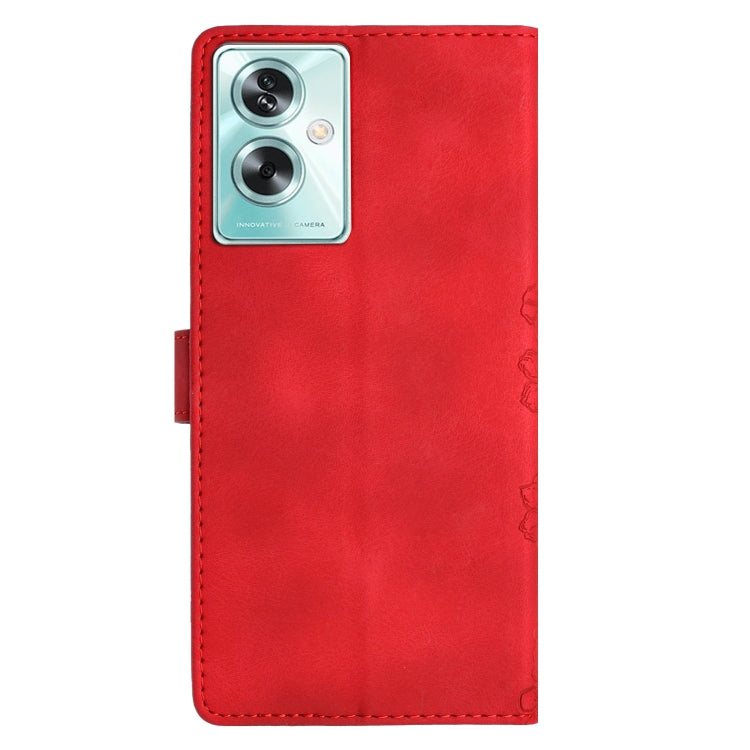 For OPPO A79 5G Cherry Blossom Butterfly Skin Feel Embossed PU Phone Case