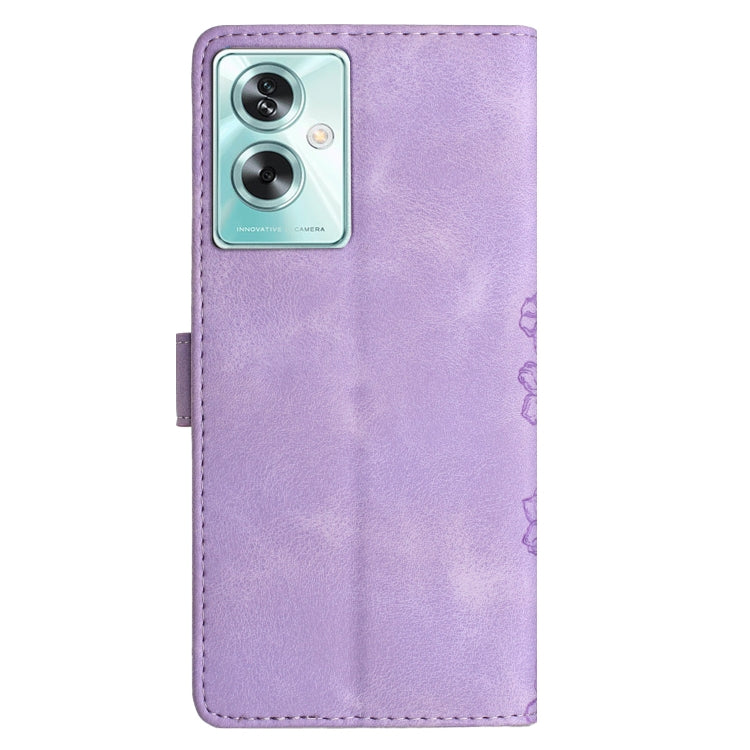 For OPPO A79 5G Cherry Blossom Butterfly Skin Feel Embossed PU Phone Case