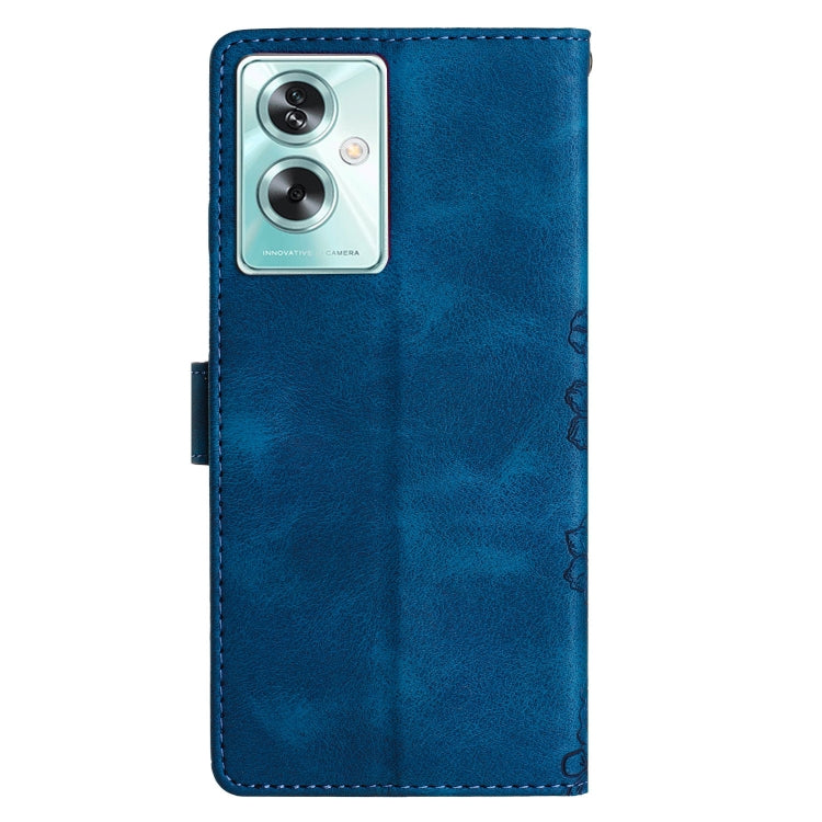 For OPPO A79 5G Cherry Blossom Butterfly Skin Feel Embossed PU Phone Case