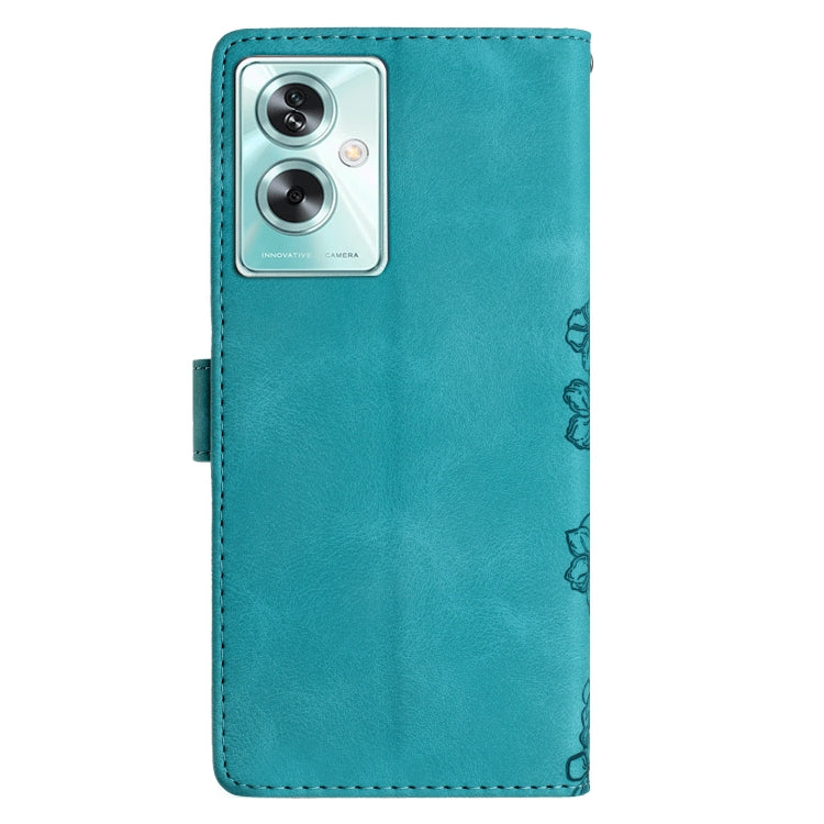 For OPPO A79 5G Cherry Blossom Butterfly Skin Feel Embossed PU Phone Case