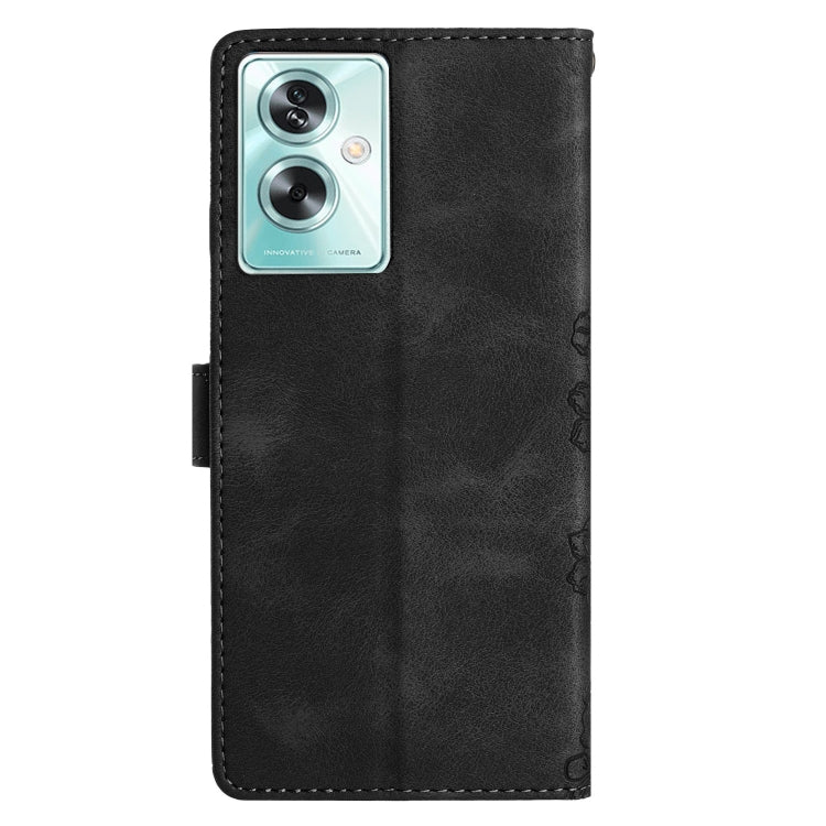 For OPPO A79 5G Cherry Blossom Butterfly Skin Feel Embossed PU Phone Case