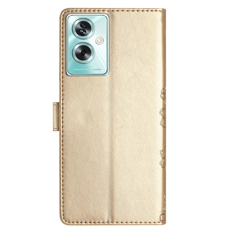 For OPPO A79 5G Cherry Blossom Butterfly Skin Feel Embossed PU Phone Case