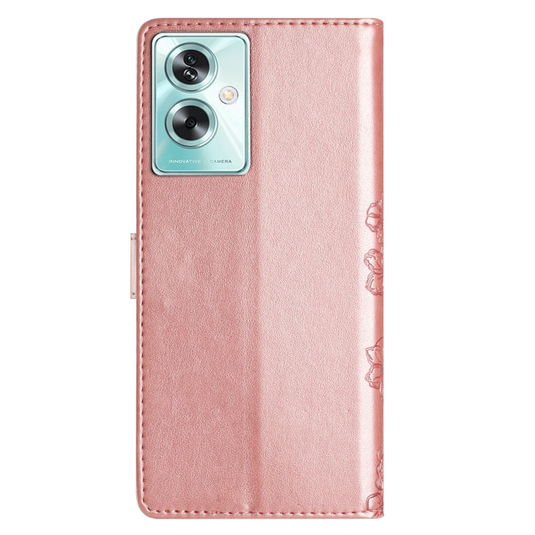 For OPPO A79 5G Cherry Blossom Butterfly Skin Feel Embossed PU Phone Case