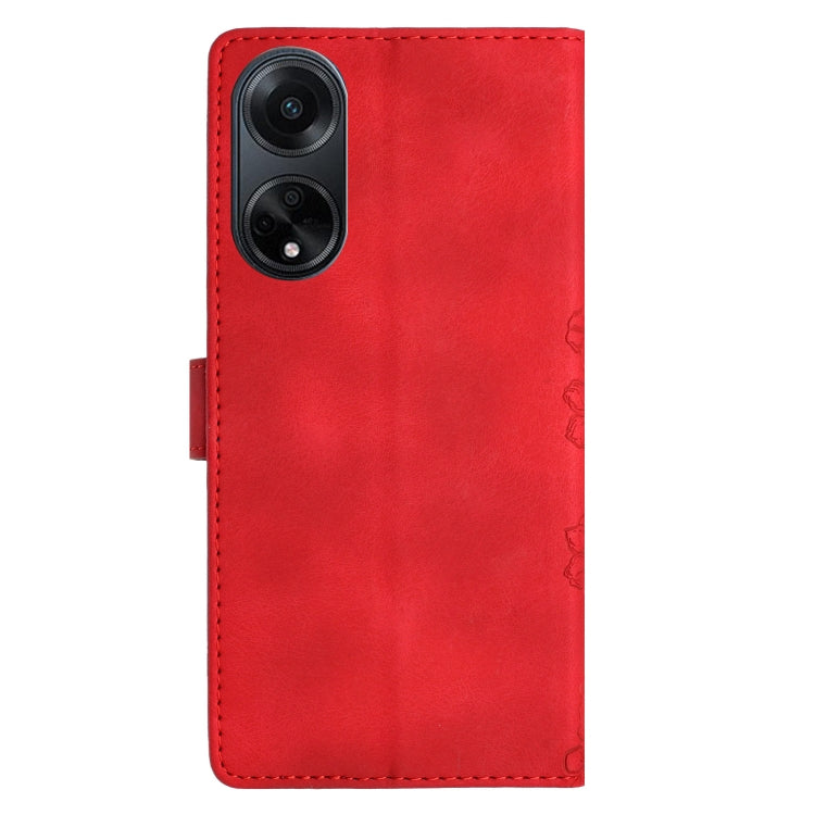 For OPPO A98 5G / F23 5G Cherry Blossom Butterfly Skin Feel Embossed PU Phone Case