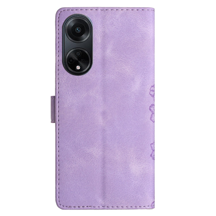 For OPPO A98 5G / F23 5G Cherry Blossom Butterfly Skin Feel Embossed PU Phone Case