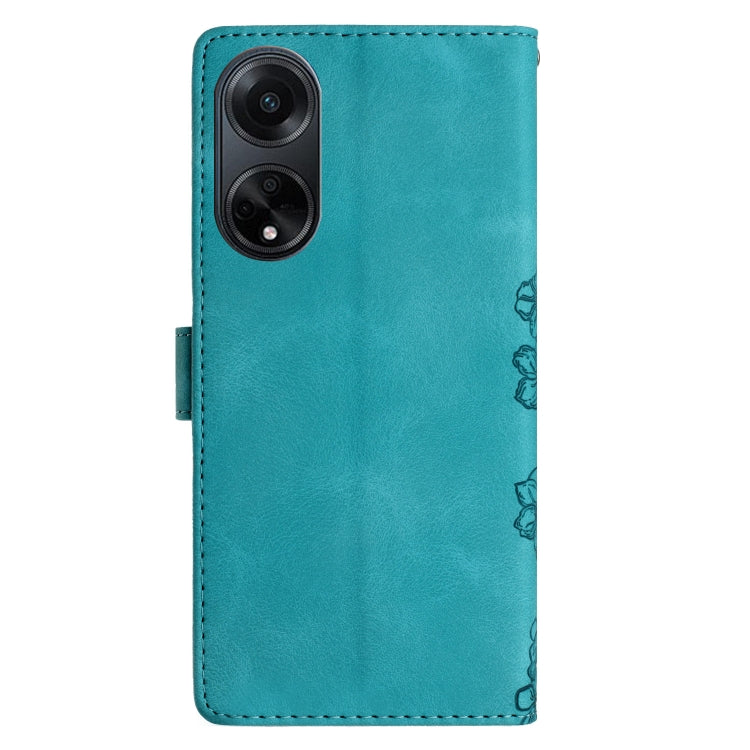 For OPPO A98 5G / F23 5G Cherry Blossom Butterfly Skin Feel Embossed PU Phone Case
