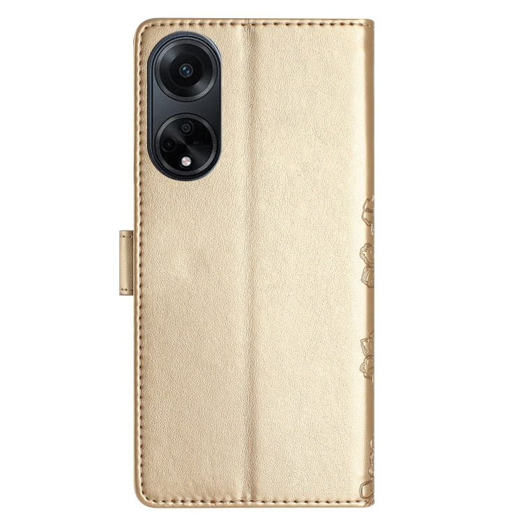 For OPPO A98 5G / F23 5G Cherry Blossom Butterfly Skin Feel Embossed PU Phone Case