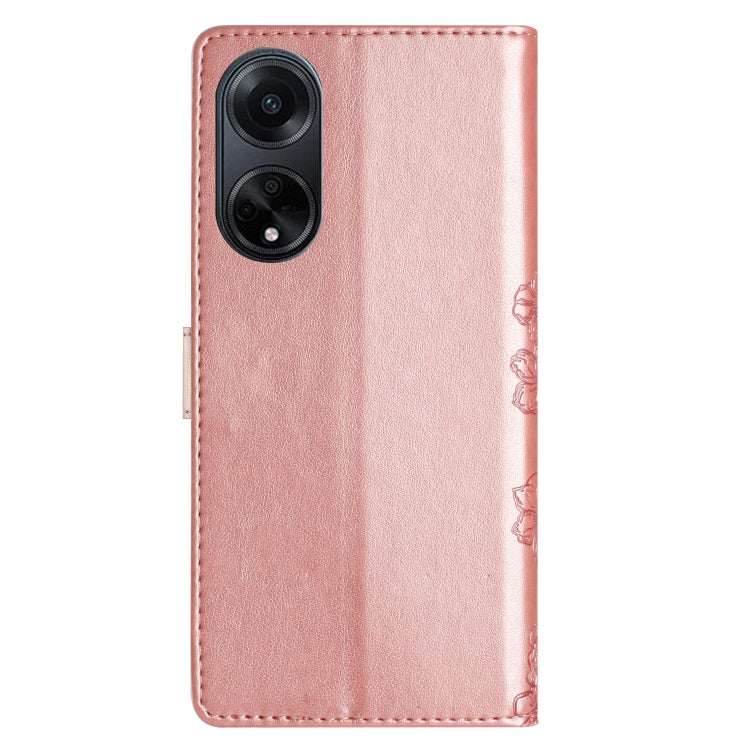 For OPPO A98 5G / F23 5G Cherry Blossom Butterfly Skin Feel Embossed PU Phone Case