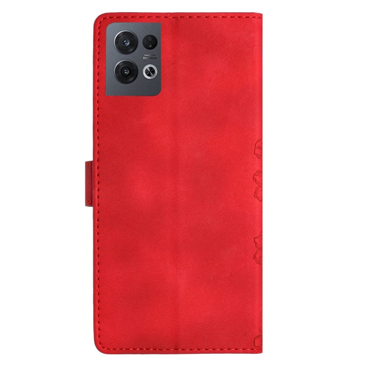 For OPPO Reno8 Pro 5G Global Cherry Blossom Butterfly Skin Feel Embossed PU Phone Case