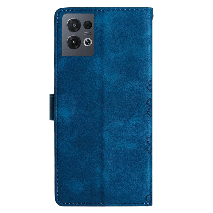 For OPPO Reno8 Pro 5G Global Cherry Blossom Butterfly Skin Feel Embossed PU Phone Case