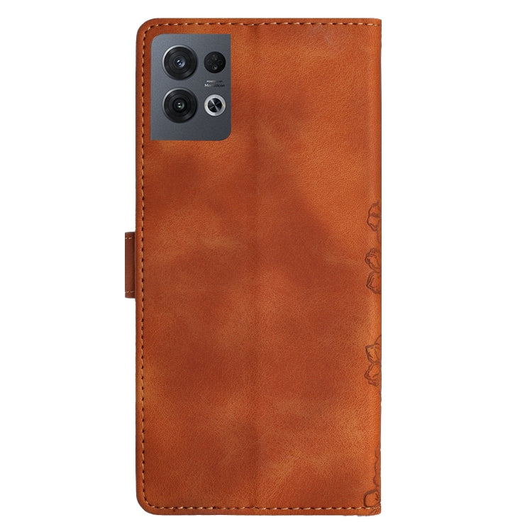 For OPPO Reno8 Pro 5G Global Cherry Blossom Butterfly Skin Feel Embossed PU Phone Case
