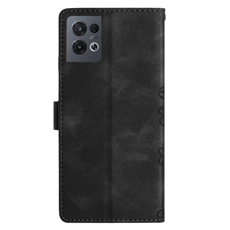 For OPPO Reno8 Pro 5G Global Cherry Blossom Butterfly Skin Feel Embossed PU Phone Case