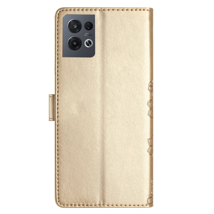 For OPPO Reno8 Pro 5G Global Cherry Blossom Butterfly Skin Feel Embossed PU Phone Case