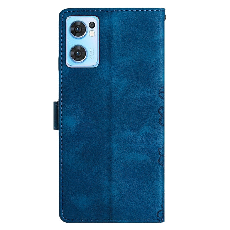For OPPO Find X5 Lite / Reno7 5G Cherry Blossom Butterfly Skin Feel Embossed PU Phone Case