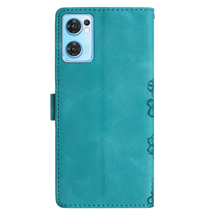 For OPPO Find X5 Lite / Reno7 5G Cherry Blossom Butterfly Skin Feel Embossed PU Phone Case