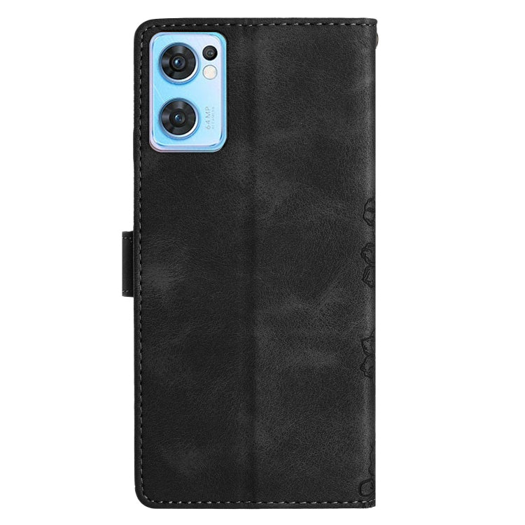 For OPPO Find X5 Lite / Reno7 5G Cherry Blossom Butterfly Skin Feel Embossed PU Phone Case