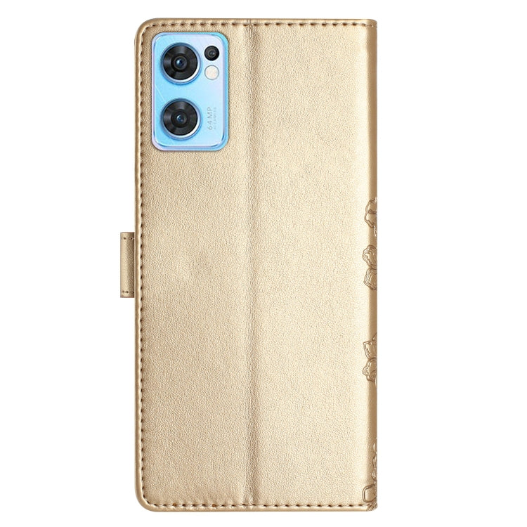 For OPPO Find X5 Lite / Reno7 5G Cherry Blossom Butterfly Skin Feel Embossed PU Phone Case