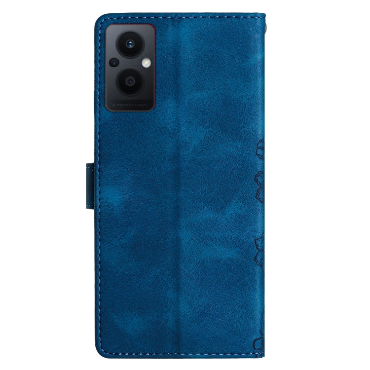 For OPPO Reno8 Lite 5G / Reno7 Z 5G Cherry Blossom Butterfly Skin Feel Embossed PU Phone Case