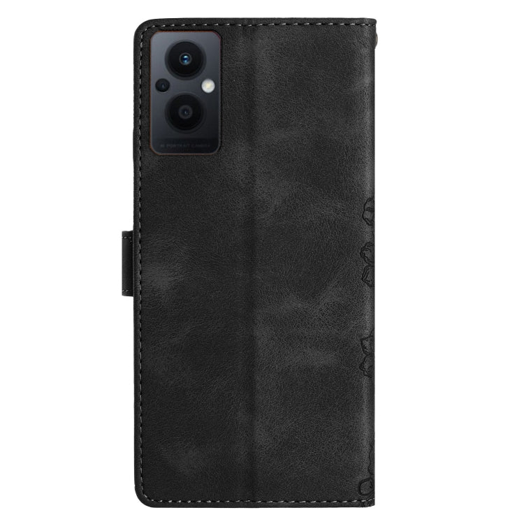 For OPPO Reno8 Lite 5G / Reno7 Z 5G Cherry Blossom Butterfly Skin Feel Embossed PU Phone Case