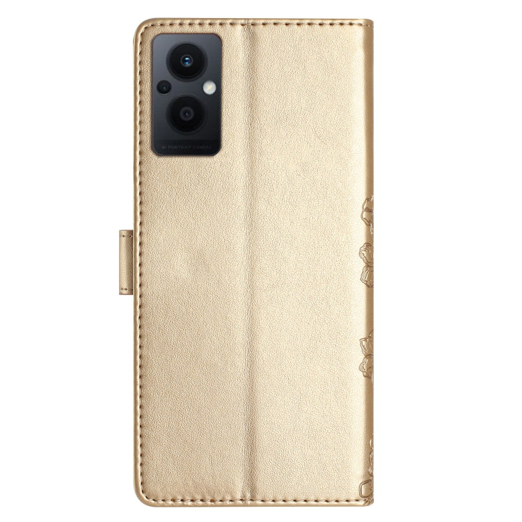 For OPPO Reno8 Lite 5G / Reno7 Z 5G Cherry Blossom Butterfly Skin Feel Embossed PU Phone Case