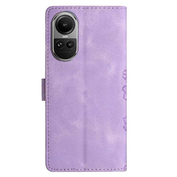 For OPPO Reno10 Pro 5G Global Cherry Blossom Butterfly Skin Feel Embossed PU Phone Case