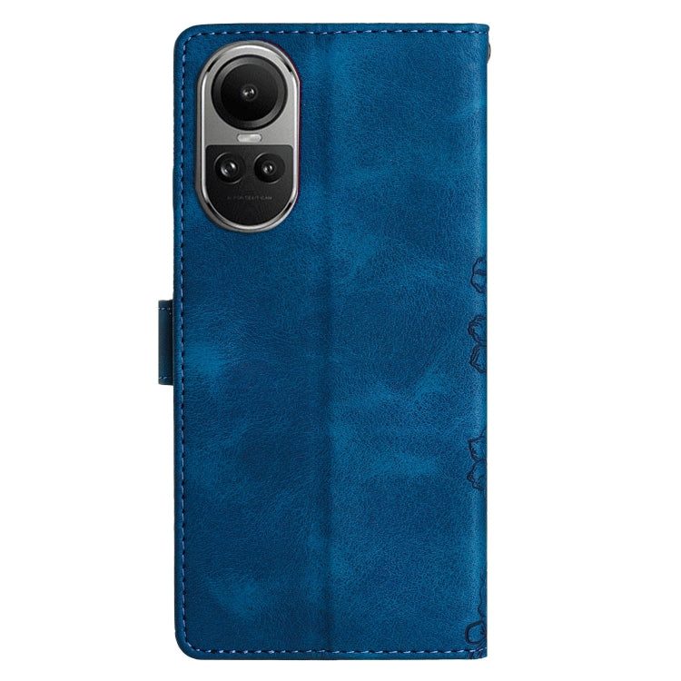 For OPPO Reno10 Pro 5G Global Cherry Blossom Butterfly Skin Feel Embossed PU Phone Case