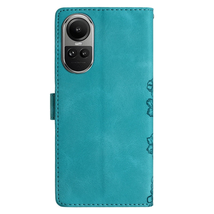 For OPPO Reno10 Pro 5G Global Cherry Blossom Butterfly Skin Feel Embossed PU Phone Case
