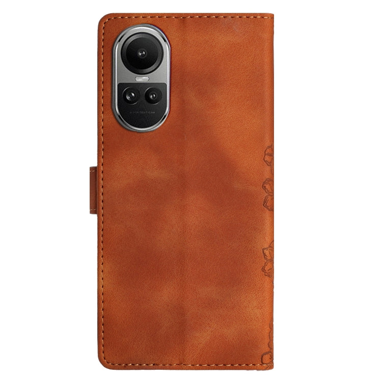 For OPPO Reno10 Pro 5G Global Cherry Blossom Butterfly Skin Feel Embossed PU Phone Case